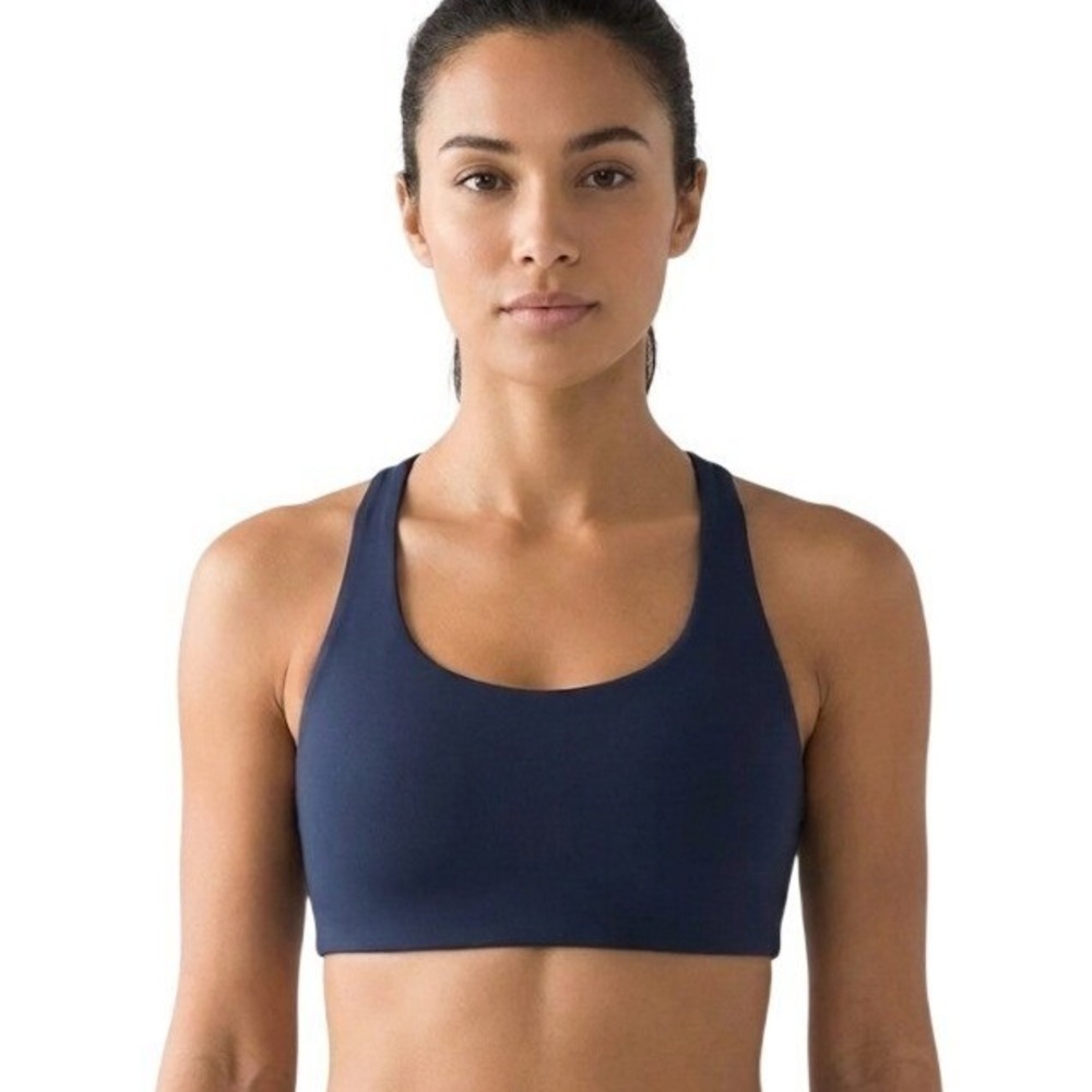 Girlfriend‎ Collective Simone Navy Sports Bra Large Criss Cross Back Supportive